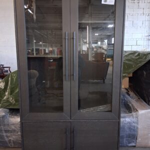 Arhaus black display shelf with modern design and open shelving