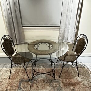 Glass bistro table with two chairs